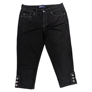 AK Anne Klein Bleecker Capri Jeans Women Size 10 Inseam 21.5" Black Button Ankle